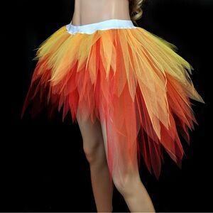 Custom made fire Fairy Tutu longer back- perfect for Halloween Black waistband
